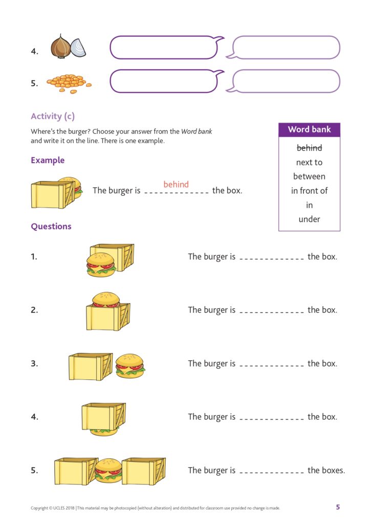Cambridge Starters – Week 10 – Reading and Writing Part 4 - Elegant English